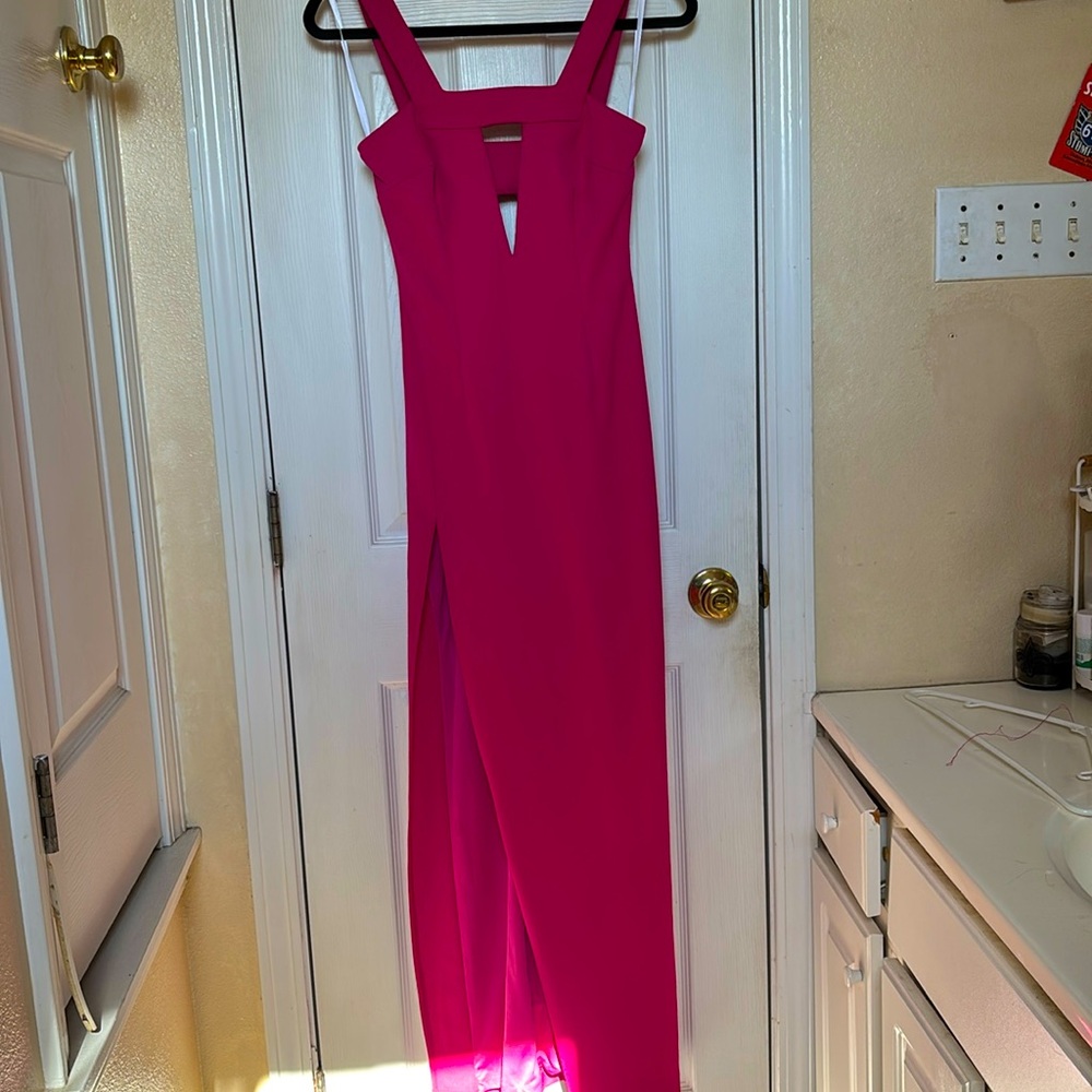 Hot pink maxi dress with cutouts